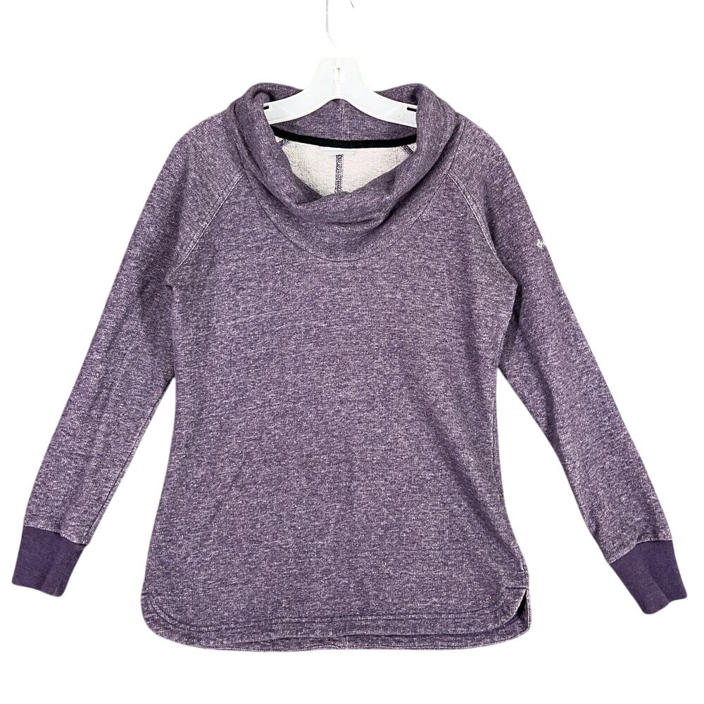 Columbia Womens Cowl‎ Neck Sweatshirt Small Purple Terry Cloth Sweater